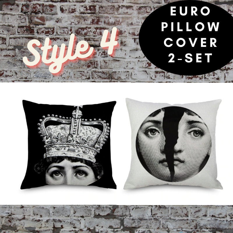 2 pc, 45x45cm Italian Design Pillow Cover -  Eyes and Lips