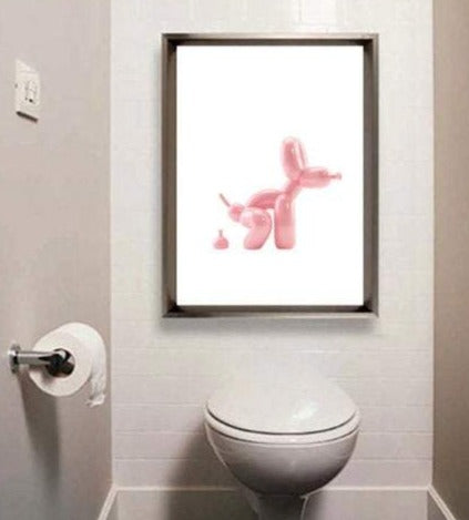 Pooping Balloon Dog Canvas - Pink