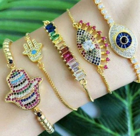 5 Set Stack - Diamond Bracelet