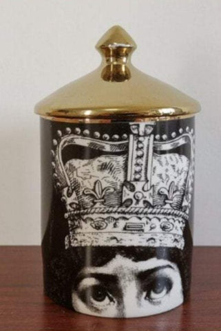 EU Jar Candle Holder with Gold Lid - Skull
