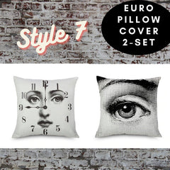 2 pc, 45x45cm Italian Design Pillow Cover - Crown and Broken Face