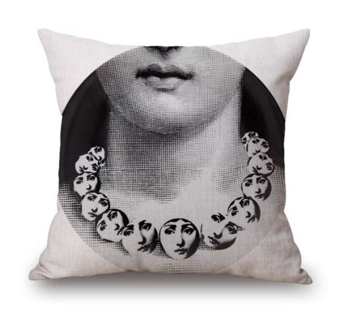 2 pc, 45x45cm Italian Design Pillow Cover - Necklace and Face