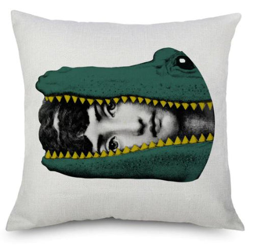 45x45cm Italian Design Pillow Cover - Green Reptile