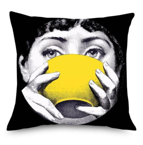 45x45cm Italian Design Pillow Cover - Yellow Bowl