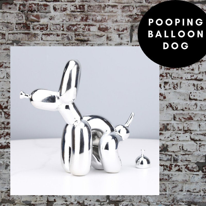 Pooping Balloon Dog - Silver