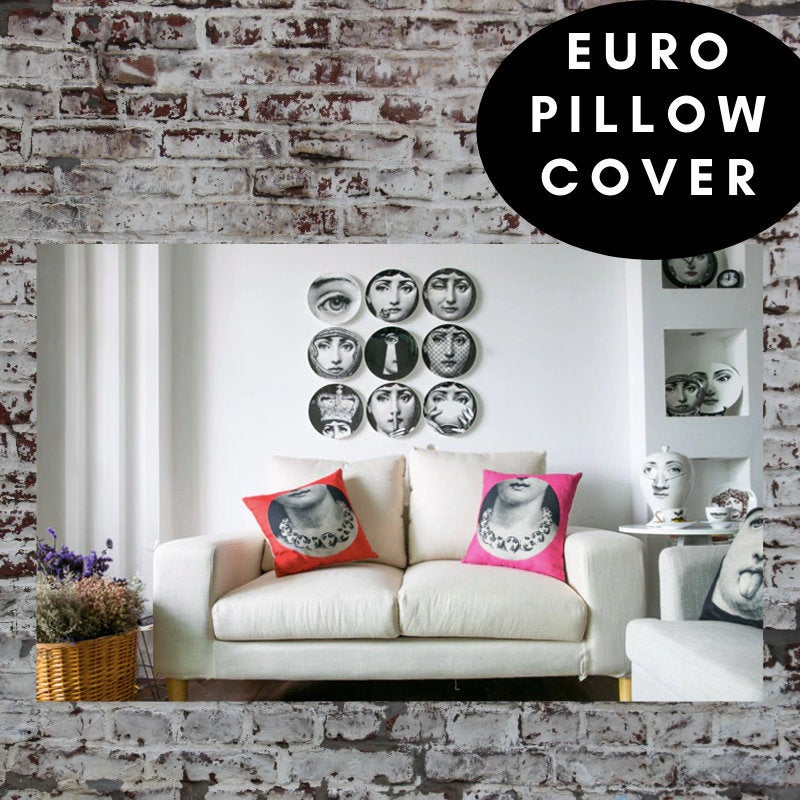 2 pc, 45x45cm Italian Design Pillow Cover -  Eyes and Lips