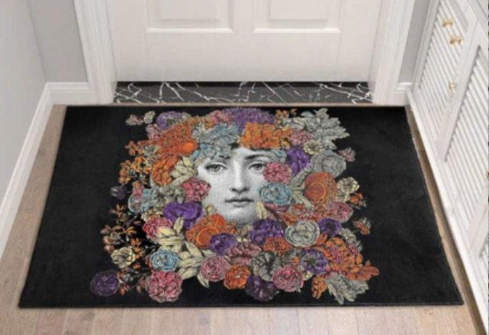 EU Anti Skid Floor Mat - Floral Black