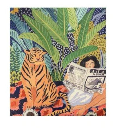 Throw Blanket Tapestry - Tiger and Girl