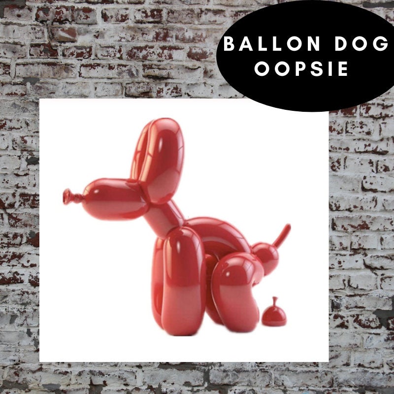 Pooping Balloon Dog Canvas - Gold Metallic