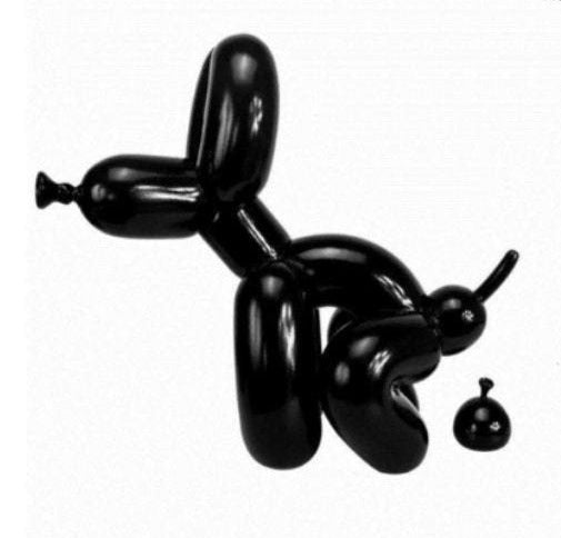 Pooping Balloon Dog Canvas - Black