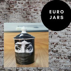EU Jar Candle Holder with Black Lid - Clouds