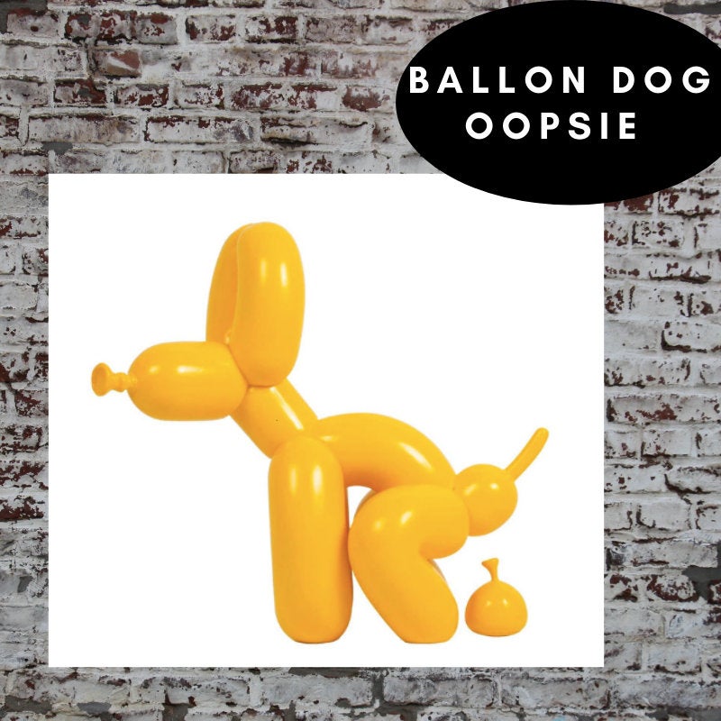 Pooping Balloon Dog Canvas - Gold Matte