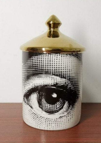 EU Jar Candle Holder with Gold Lid - Eye Mask