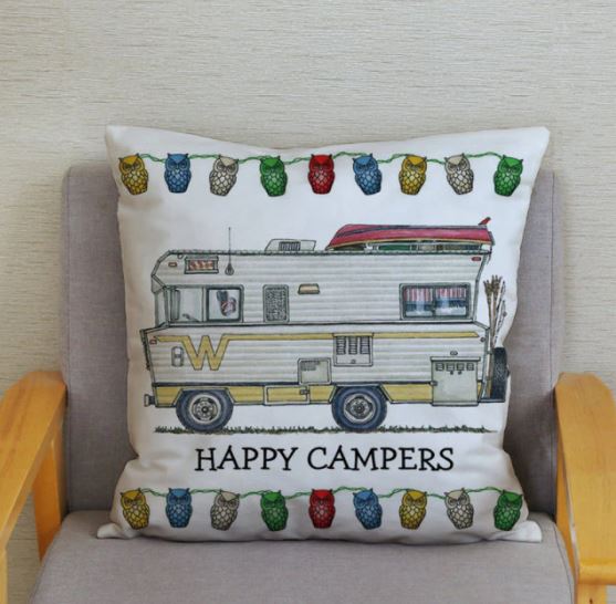 45x45cm Happy Campers Pillow Cover - Campervan 1