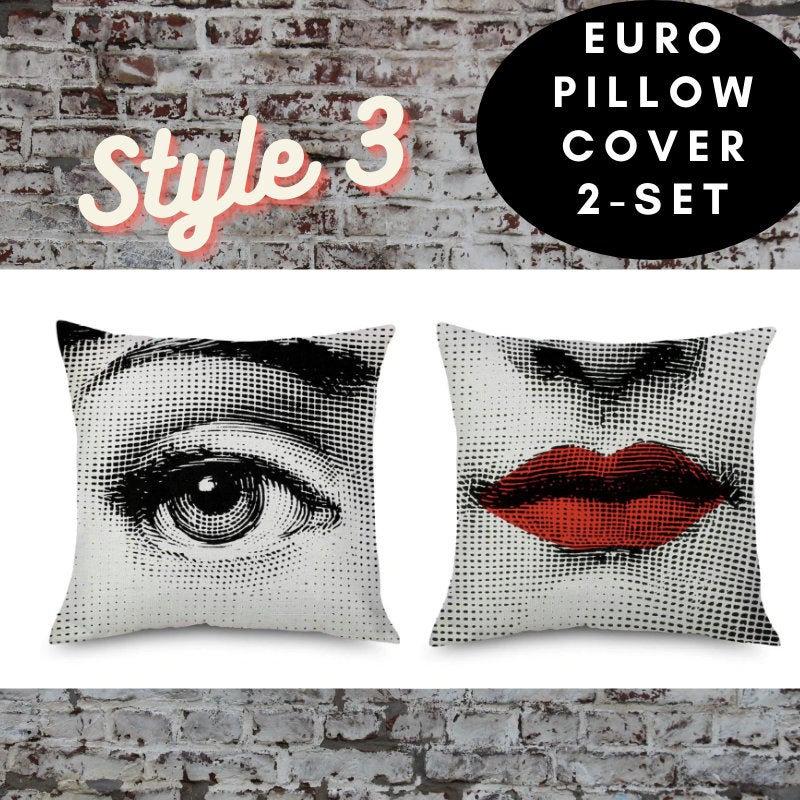 2 pc, 45x45cm Italian Design Pillow Cover - Necklace and Face