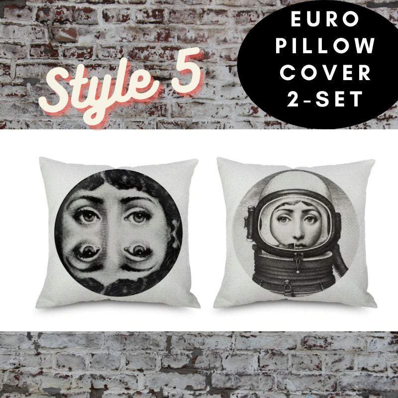 2 pc, 45x45cm Italian Design Pillow Cover - Necklace and Face