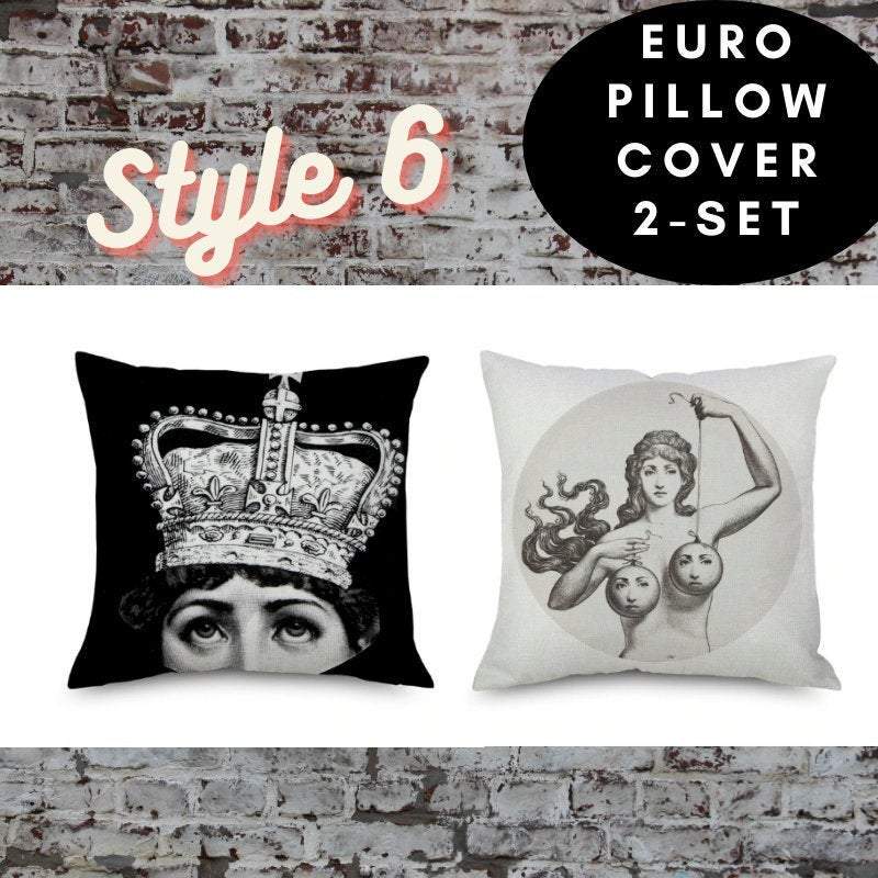 2 pc, 45x45cm Italian Design Pillow Cover - Crown and Baubles