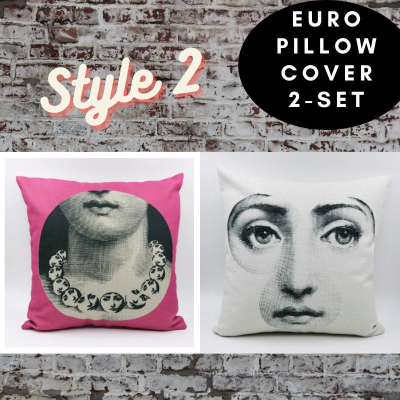 2 pc, 45x45cm Italian Design Pillow Cover - Crown and Baubles