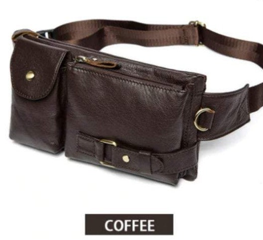Men's Genuine Leather Bag - Coffee