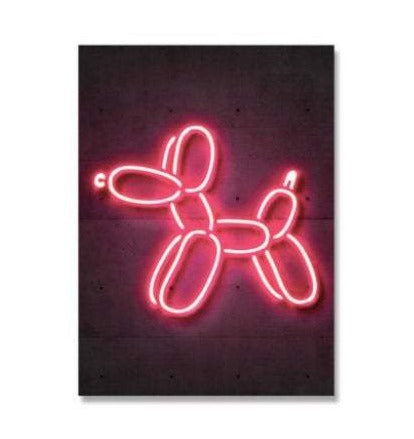 Balloon Dog Canvas - Pink Neon