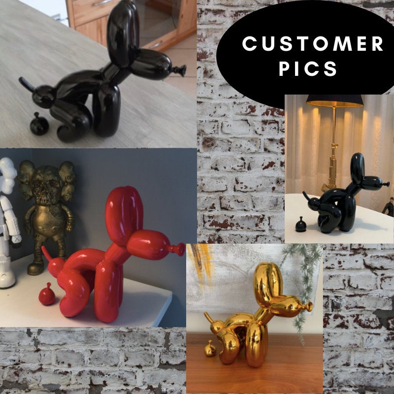 Pooping Balloon Dog Canvas - Gold Matte