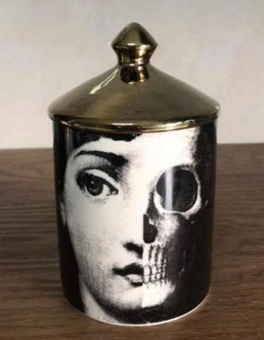 EU Jar Candle Holder with Gold Lid - Checkered Lips