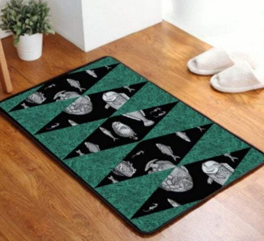 EU Anti Skid Floor Mat - Fish + Green Diamond