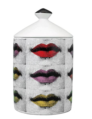 EU Jar Candle Holder with Lid - Checkered Lips