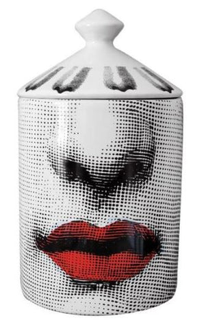 EU Jar Candle Holder with Lid - Checkered Lips