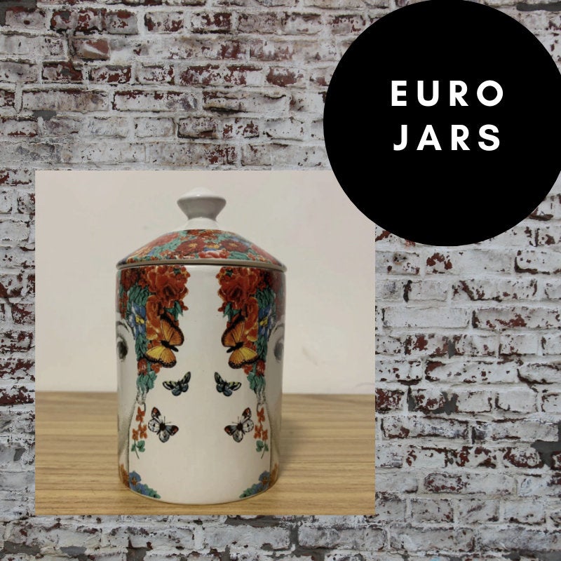 EU Jar Candle Holder with Lid - Red Flower