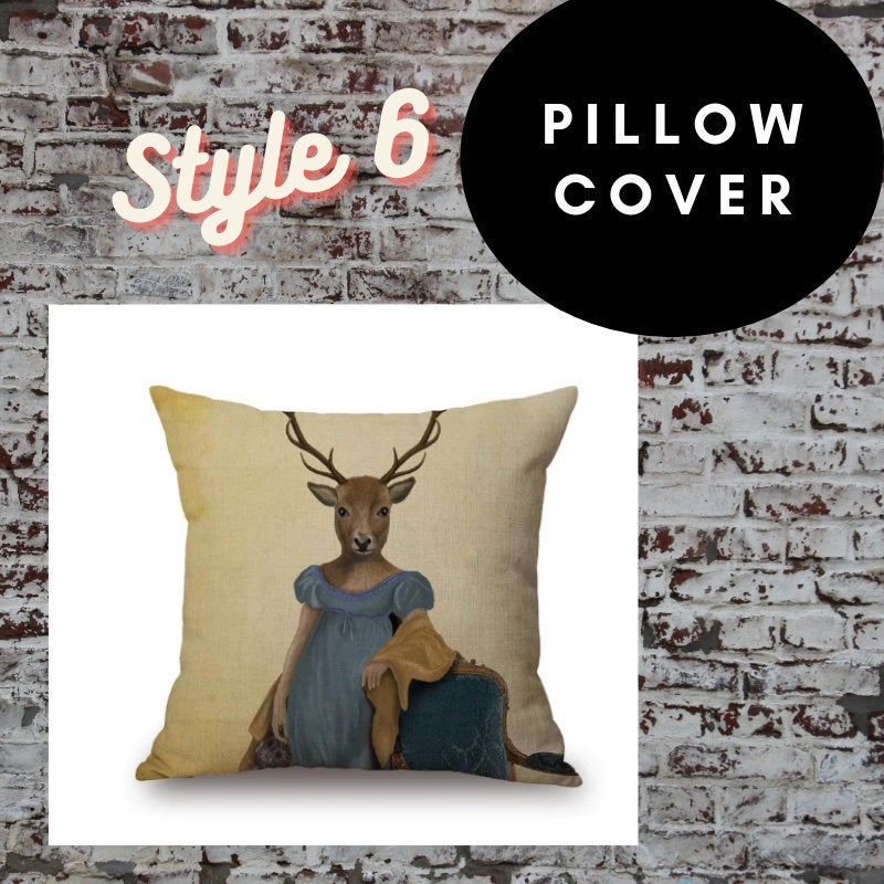 1 pc, 45x45cm Animal Portraits Pillow Cover - Deer