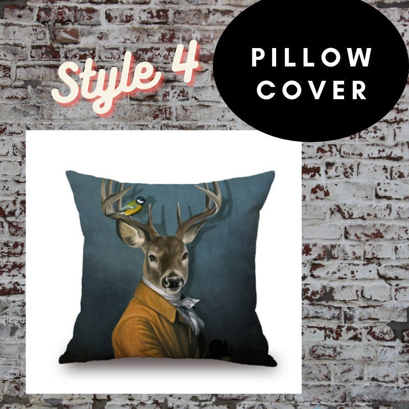 1 pc, 45x45cm Animal Portraits Pillow Cover - Deer