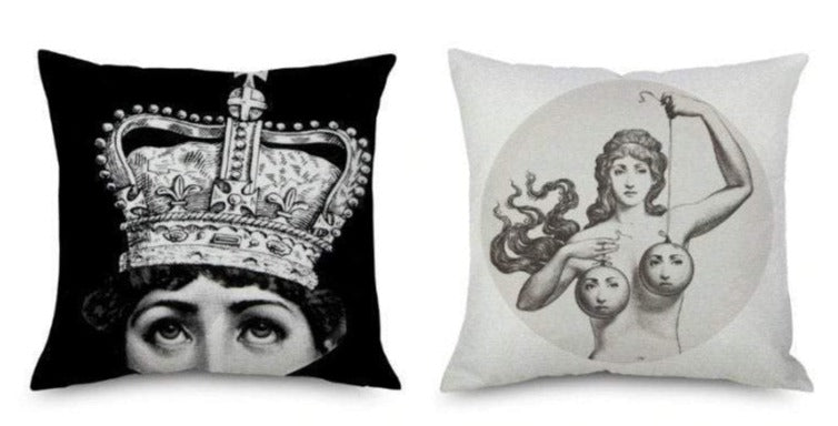 2 pc, 45x45cm Italian Design Pillow Cover - Crown and Baubles