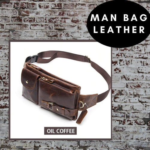 Men's Genuine Leather Bag - Black