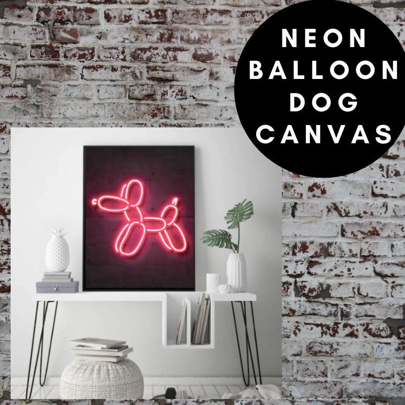 Balloon Dog Canvas - Pink Neon