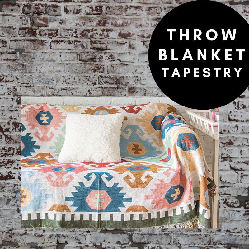 Throw Blanket Tapestry - Bohemian Aztec