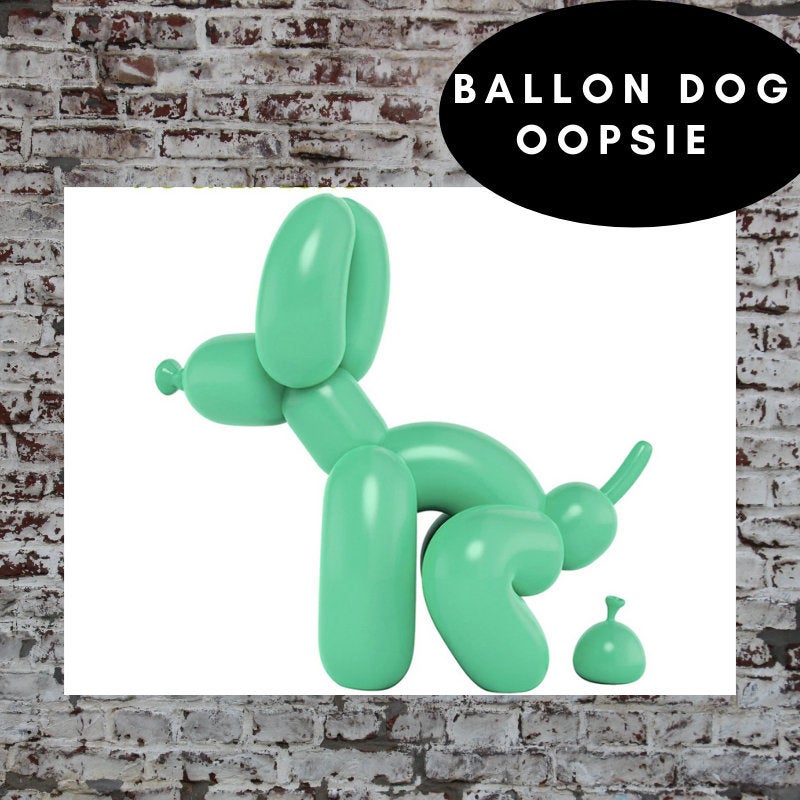 Pooping Balloon Dog Canvas - Mint Green