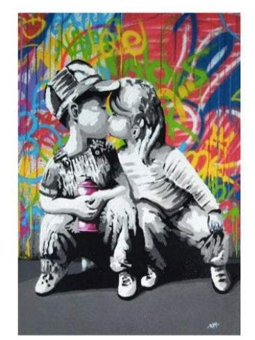 Canvas Painting - Kids Kissing