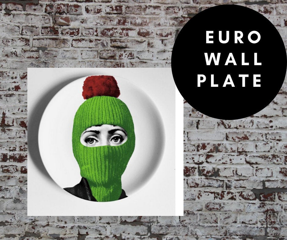 8 inch EU Wall Plate Decorative - Teal Beanie