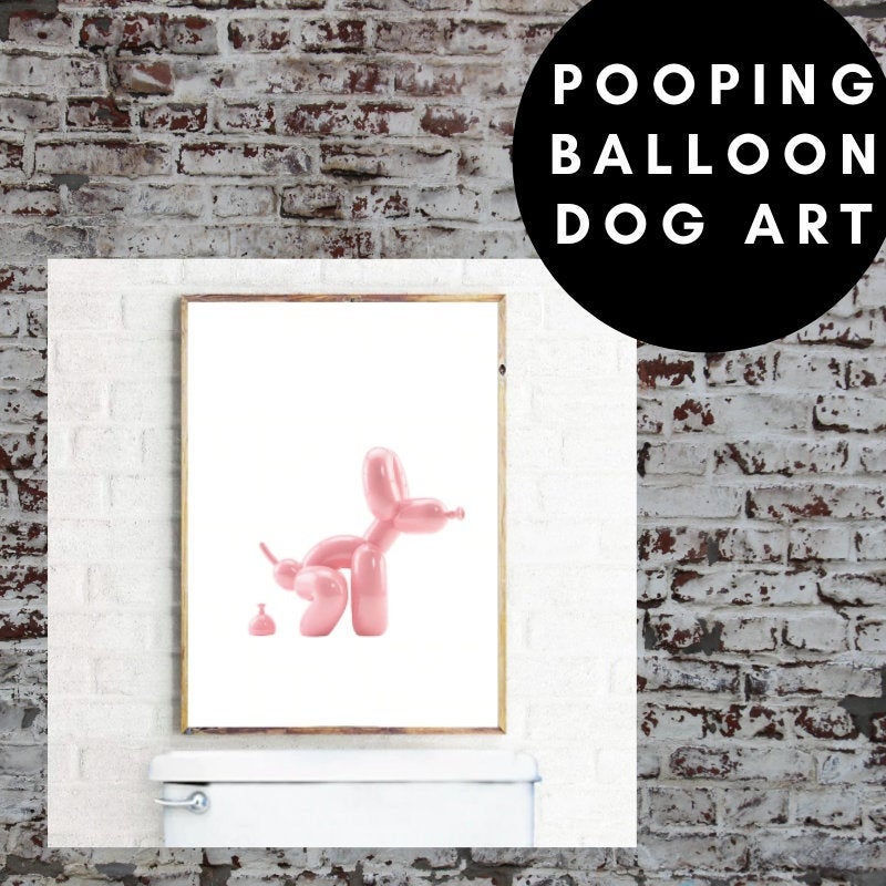 Pooping Balloon Dog Canvas - Pink