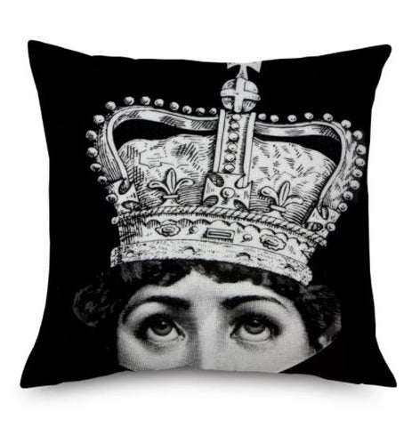 2 pc, 45x45cm Italian Design Pillow Cover - Crown and Lips