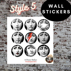9 pc, Euro Style Wall Stickers- Mustache