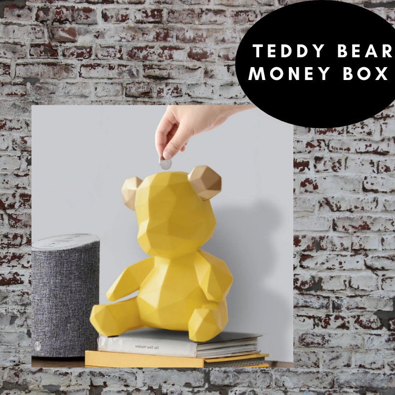 Teddy Bear Coin Bank - Light Blue
