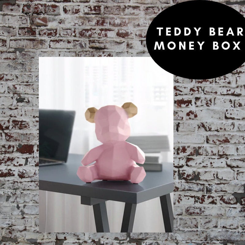 Teddy Bear Coin Bank - Pink