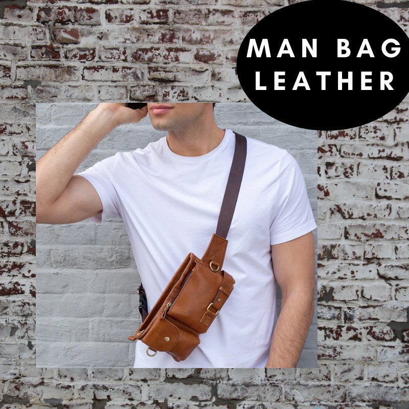Men's Genuine Leather Bag - Coffee