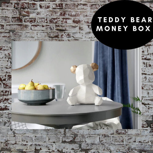 Teddy Bear Coin Bank - White