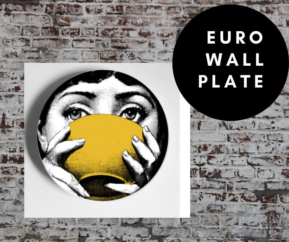 8 inch EU Wall Plate Decorative - Yellow Cat