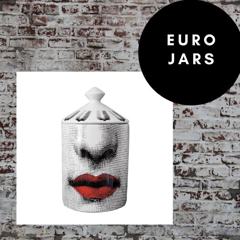 EU Jar Candle Holder with Lid - Checkered Lips