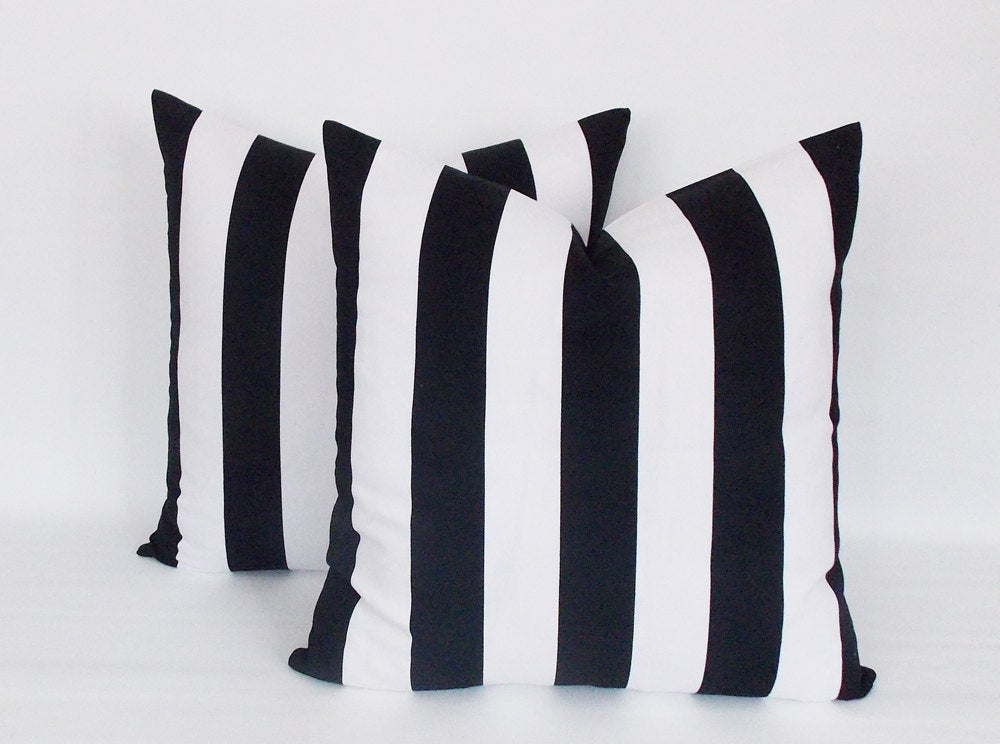 2 pc, Pillow Cover - Black & White Stripe