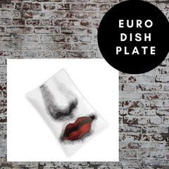 16x10cm EU Rectangle Plate Decorative - Checkered Lips
